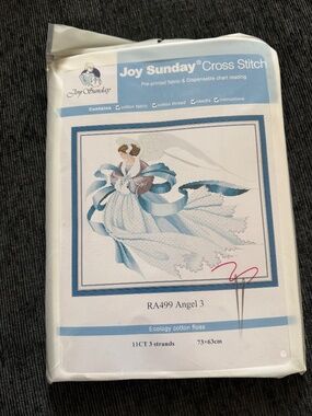 Angel 3 Winter Joy Sunday Cross Stitch Kit 11CT Pre-Printed Aida NEW